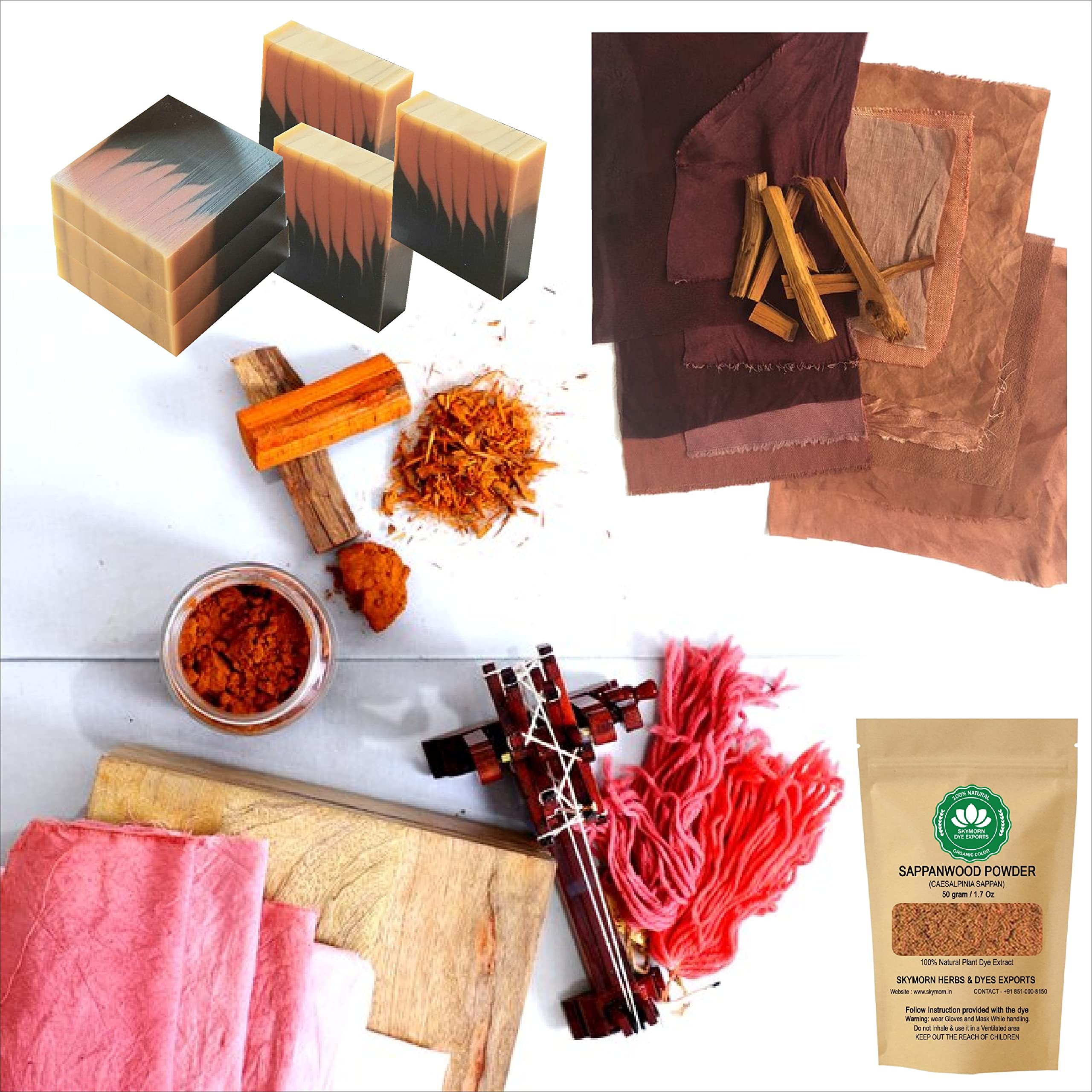 Skymorn PureOrganic Powdered Sappanwood Natural Colorant| Natural dye for Fabric, Soap & Paper | 50 Gram Pack 1