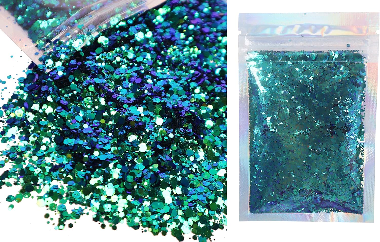 Color Shift - Chunky Cosmetic Glitter ✮ Festival Rave Beauty Makeup Face Body Nail ✮ (Dark Blue/Aqua) : Beauty & Personal Care