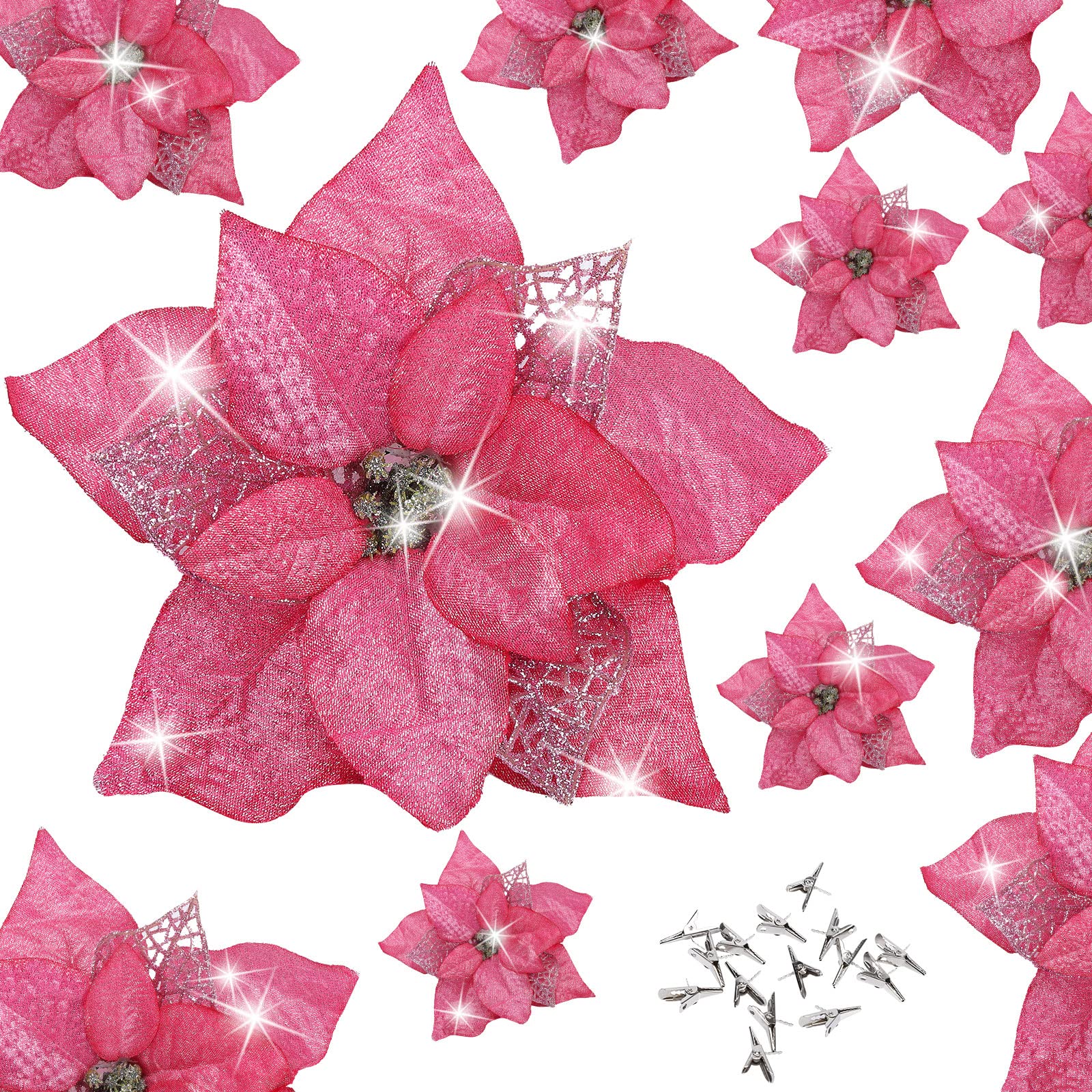 Poinsettia de Noël artificiel rose pour illuminer votre table de fête et décoration de mariage