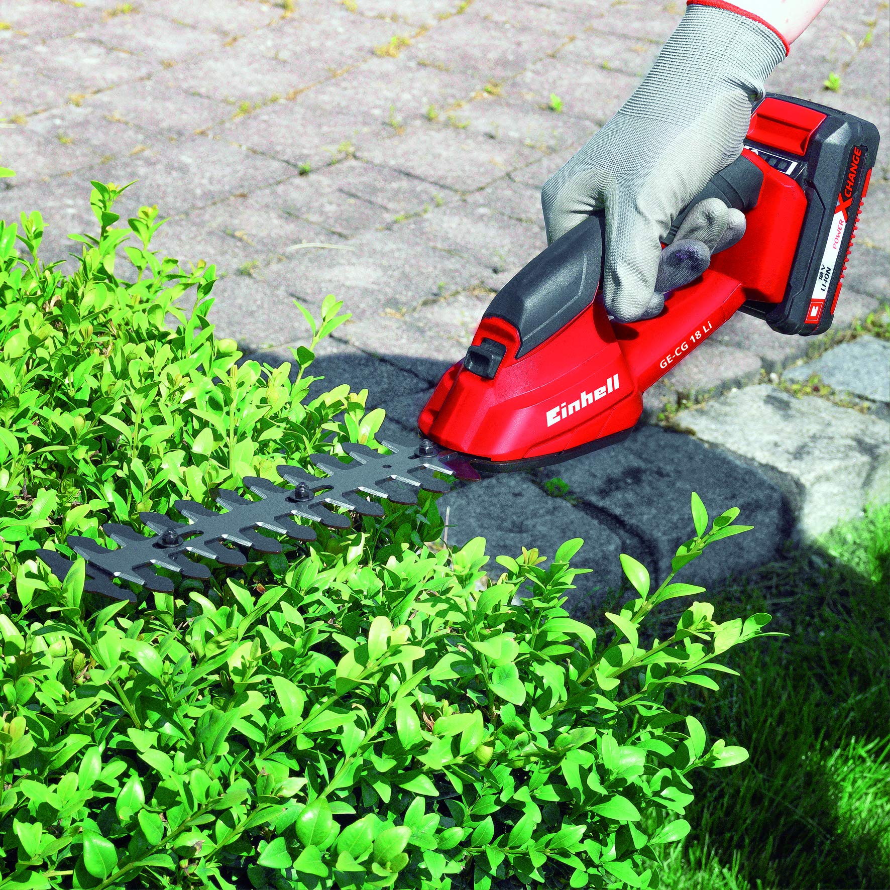 Einhell Akumulatorowe nożyce do trawy i krzewów GC-CG 18 Li-Solo Power X-Change & Einhell S35 Walizka, Czerwony/Czarny, S
