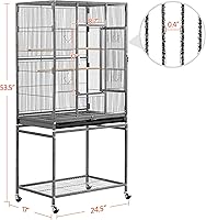 Vista 3 de Yaheetech Jaula grande de hierro forjado de 54 pulgadas para loros pequeños, periquitos y pájaros para loros pequeños, periquitos, mejillas verdes