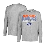 Ultra Game NBA Official Mens Super Soft Supreme Long Sleeve T-Shirt - Unisex, New York Knicks, Heather Gray, Large