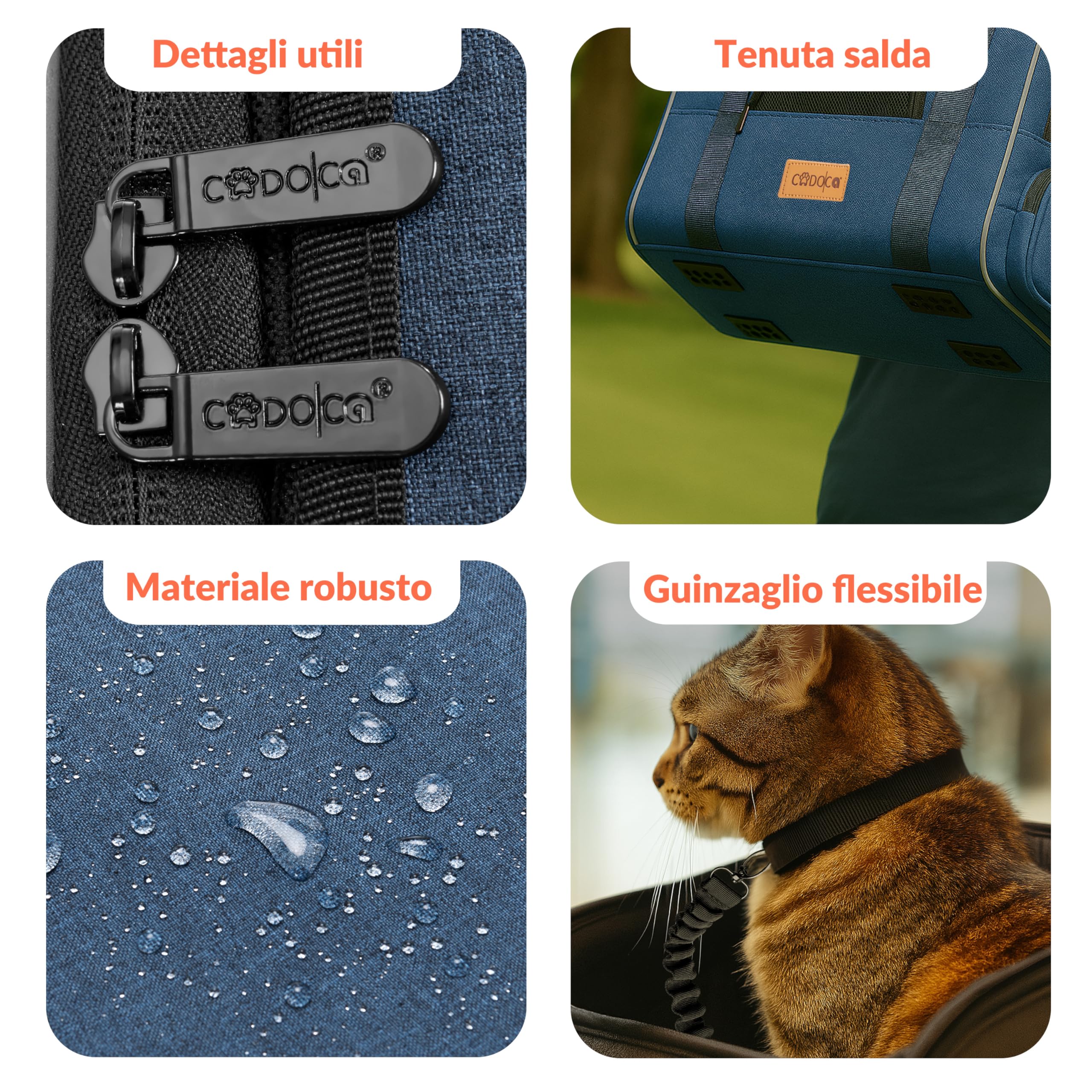CADOCA® Trasportino Gatto Cane Auto Borsa Animali Tracolla e Ciotola Zaino per Cani Cuccia Gatti Viaggio Macchina Box per Trasporto Diversi Colori