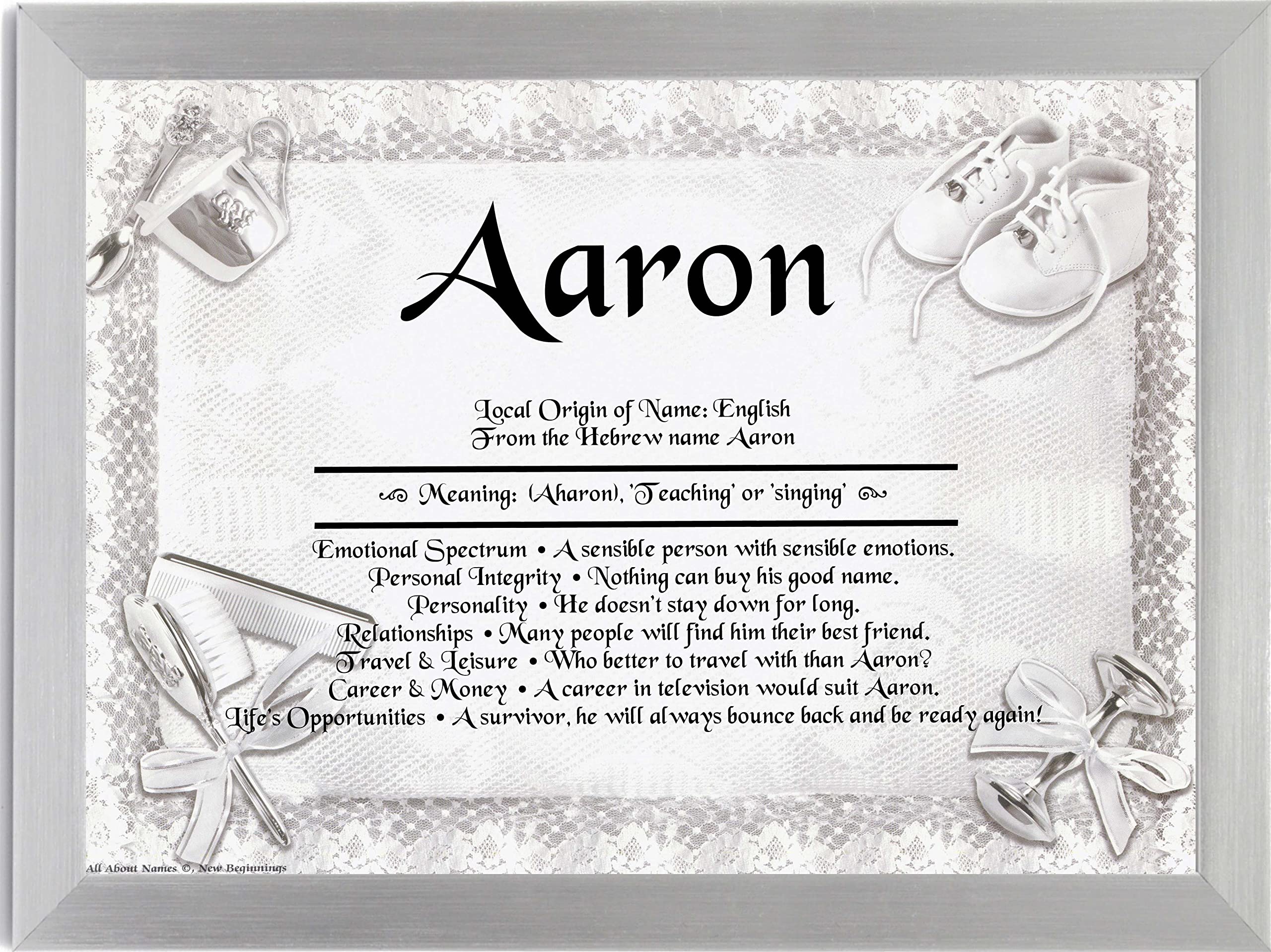 First Name Meaning Print - Christening-1 Design (Silver)