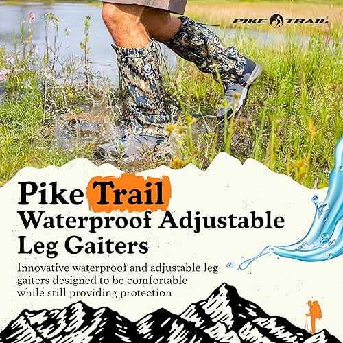 Miniatura 2 de Pike Trail Polainas ajustables para piernas, ligeras, impermeables, protectores de piernas para hombres y mujeres, esenciales de senderismo, ideales