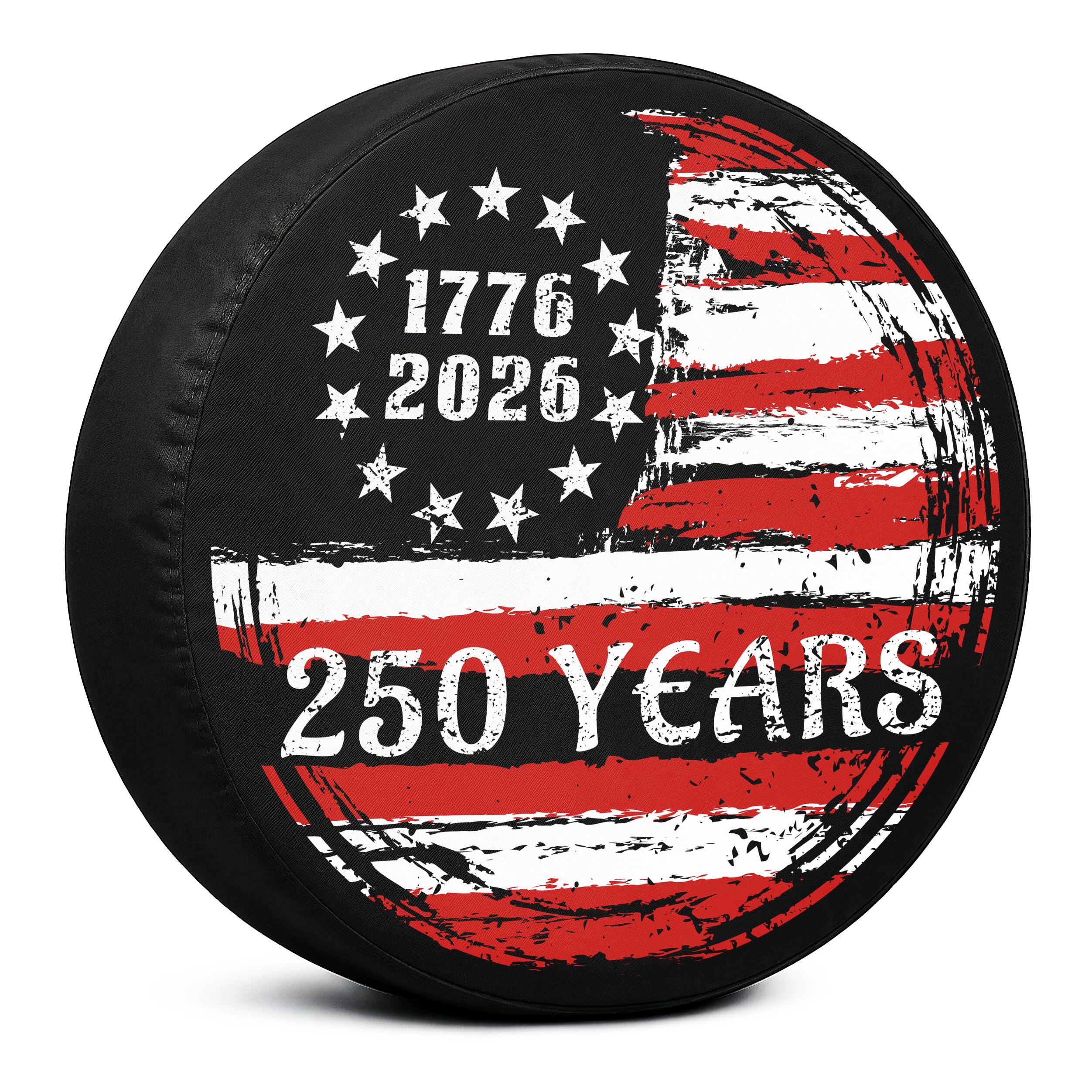 American Flag Spare Tire Cover 1776-2026 250 Years Vintage Patriotic Design, Weatherproof Dust-Proof Sun Protection Wheel Cover for Truck SUV RV Camper Trailer Outdoor Accessories