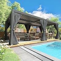 Polar Aurora 10x20 FT Adjustable Louvered Pergola - Waterproof Rustproof Aluminum Outdoor Gazebo for Patio Backyard Deck Garden
