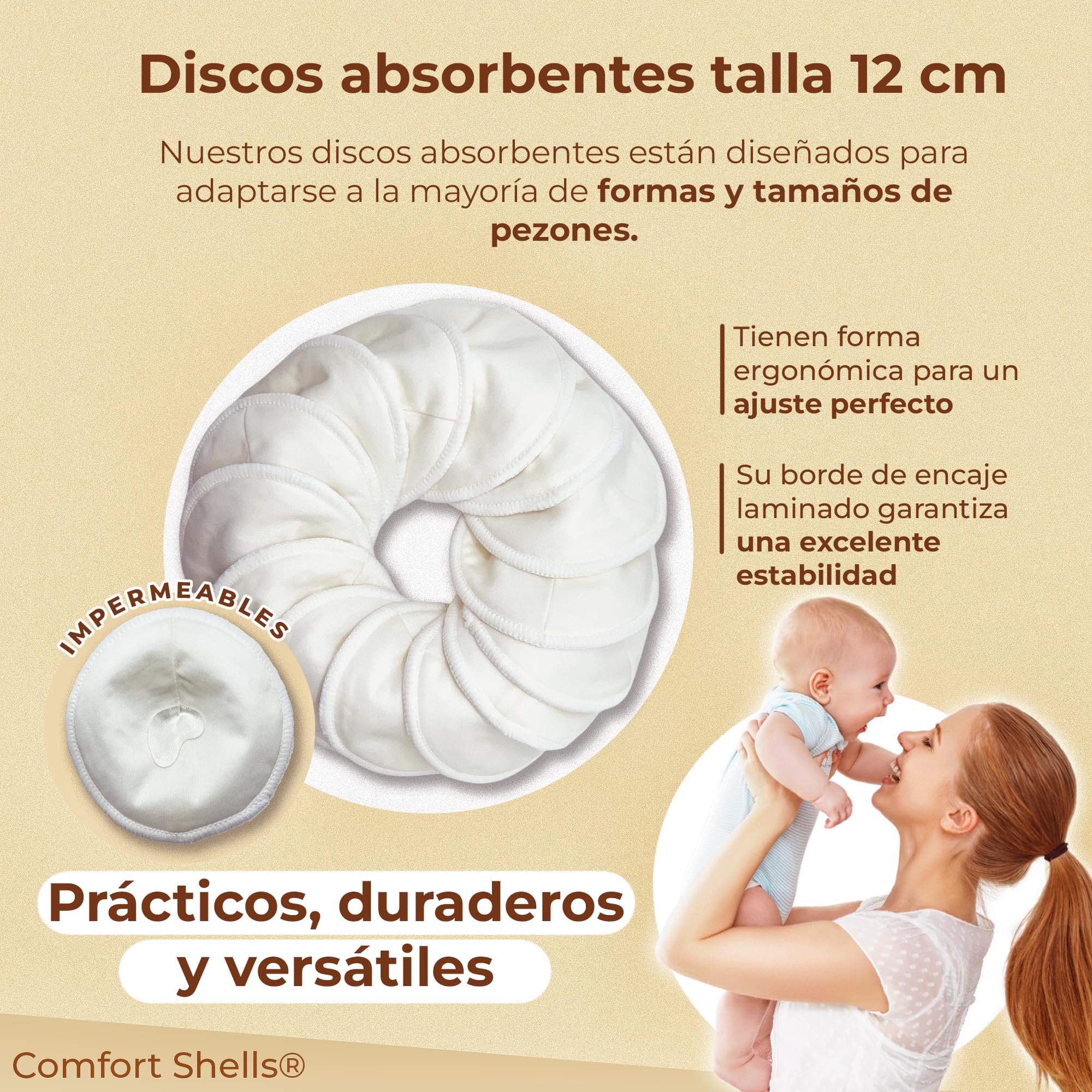 Juego de 14 Discos de Lactancia Reutilizable de Fibra de Bambú + Bolsa de Lavado + Pulsera de Sujeción | Protegen y Absorben Las Pérdidas de Leche | Antibacterianos e Hipoalergénicos
