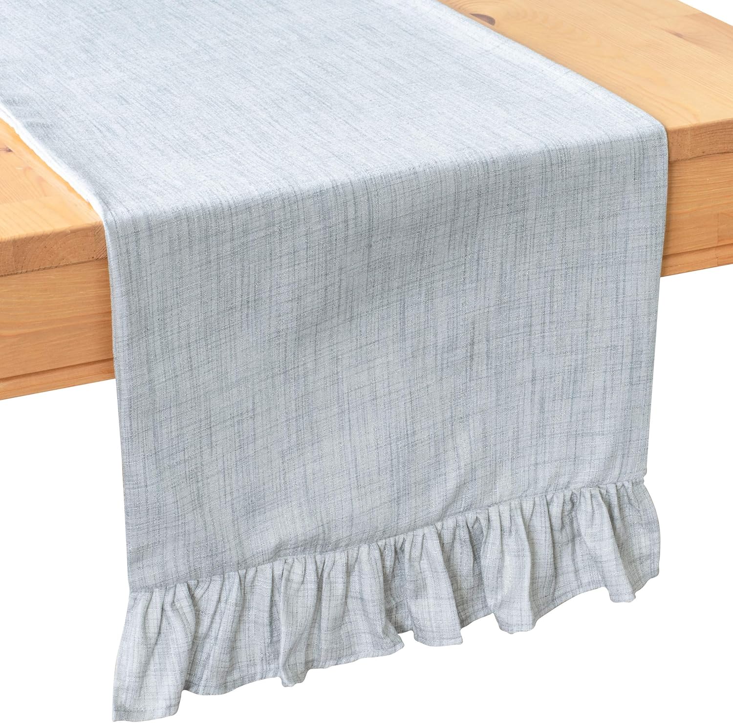 The White Petals Lavender Dining Table Runners (13x72 inch, Pack of 1, Ruffles Trim) Fabric Lined | Properly Finished | for Home, Kitchen, Dining Room, Holiday, Wedding Party Décor