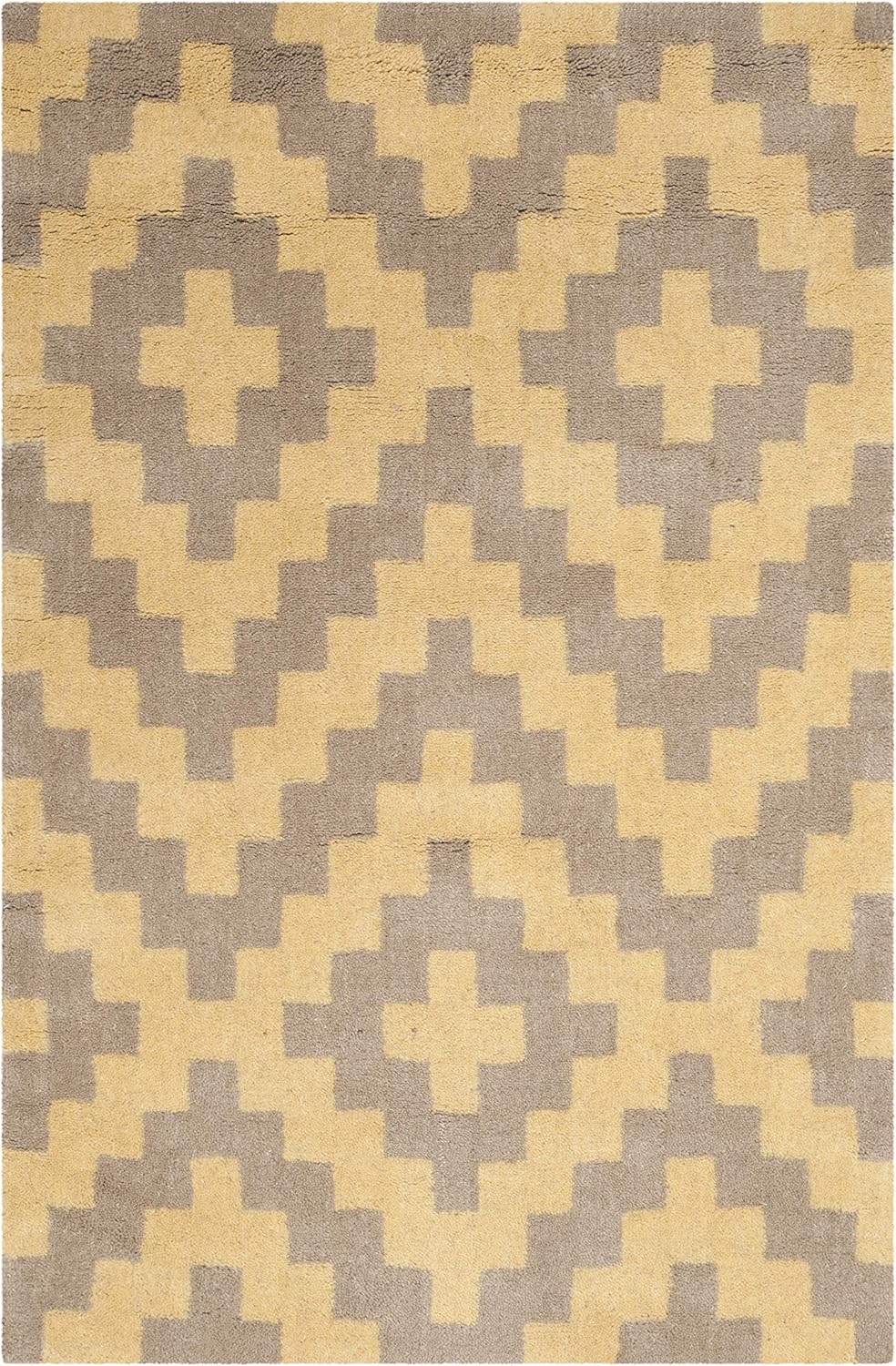 SAFAVIEH Cambridge Collection 2' x 3' Taupe / Gold CAM324X Handmade Geometric Premium Wool Accent Rug