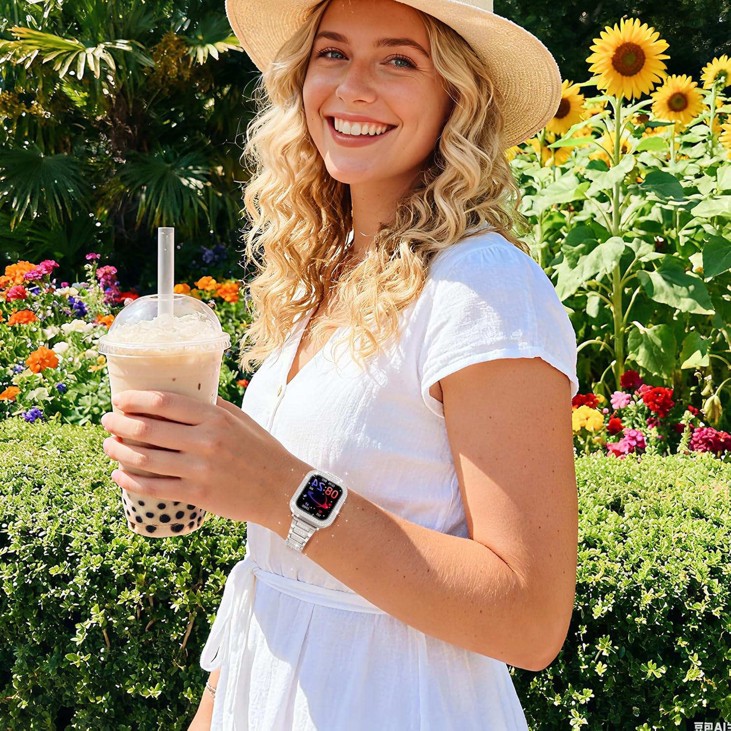 Metal Strap for Apple Watch SE 3 Bands 40mm for Women with Protector Case, Starlight Bling Crystal Bracelet for iWatch Band Series 6 5 4 SE SE2, Diamond Jewelry Replacement for iPhone Wristband Slim - Image 7