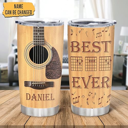 Miniatura 8 de Hyturtle Regalos de guitarra eléctrica personalizados, vasos de guitarrista de acero inoxidable de 20 onzas, tazas de café para hombres, mujeres,