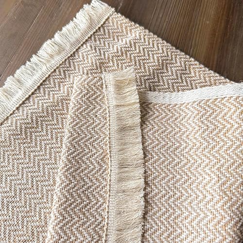 Miniatura 2 de CY SISTERS Juego de 6 manteles individuales de algodón, manteles individuales de tela bohemia, de 19 x 12 pulgadas, manteles individuales rústicos