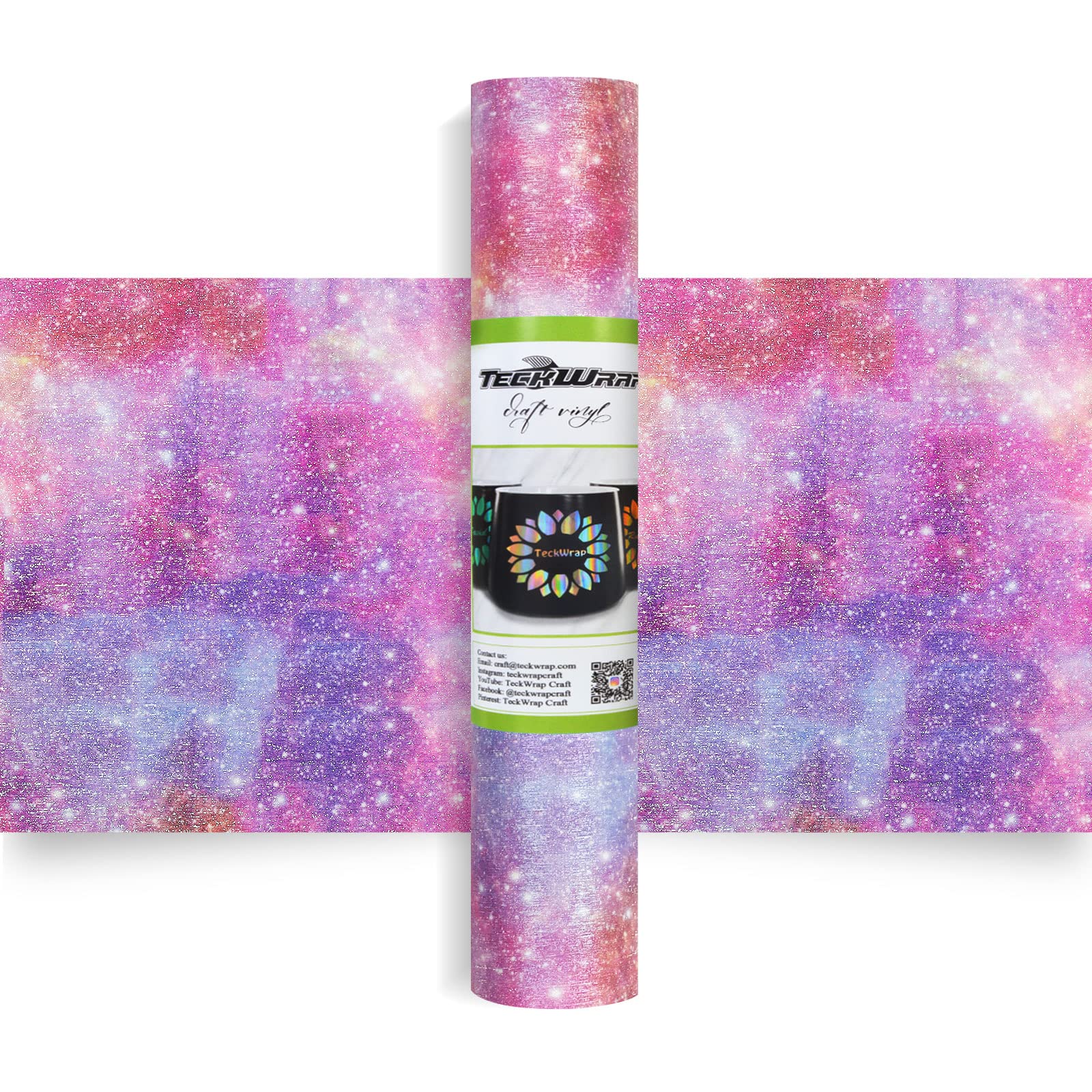 Vinyle Adhésif Pailleté Brossé 30,5 X 152,4 Cm - Effet Nébuleuse - Pour DIY, Déco, Scrapbooking Et Machines De Découpe