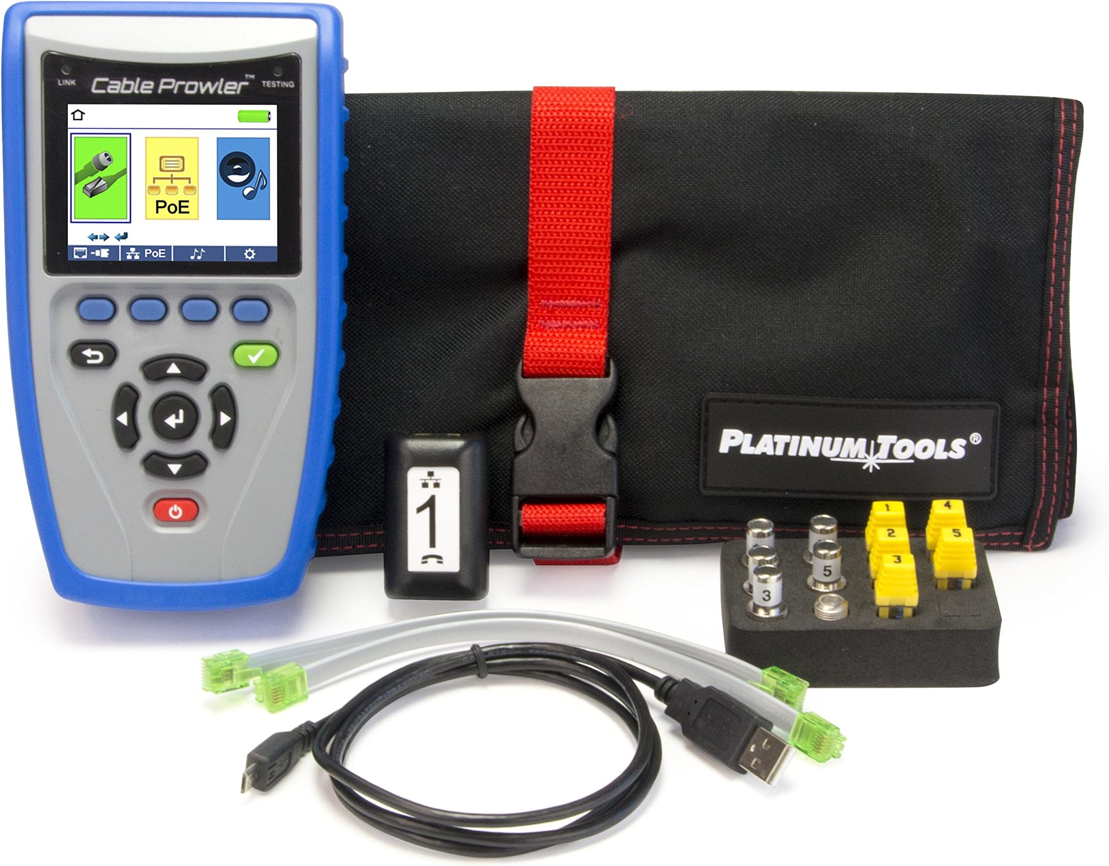 Platinum Tools TCB300 Cable Prowler Cable Tester, Cable Verifier, PoE Detector, TDR, Test Kit