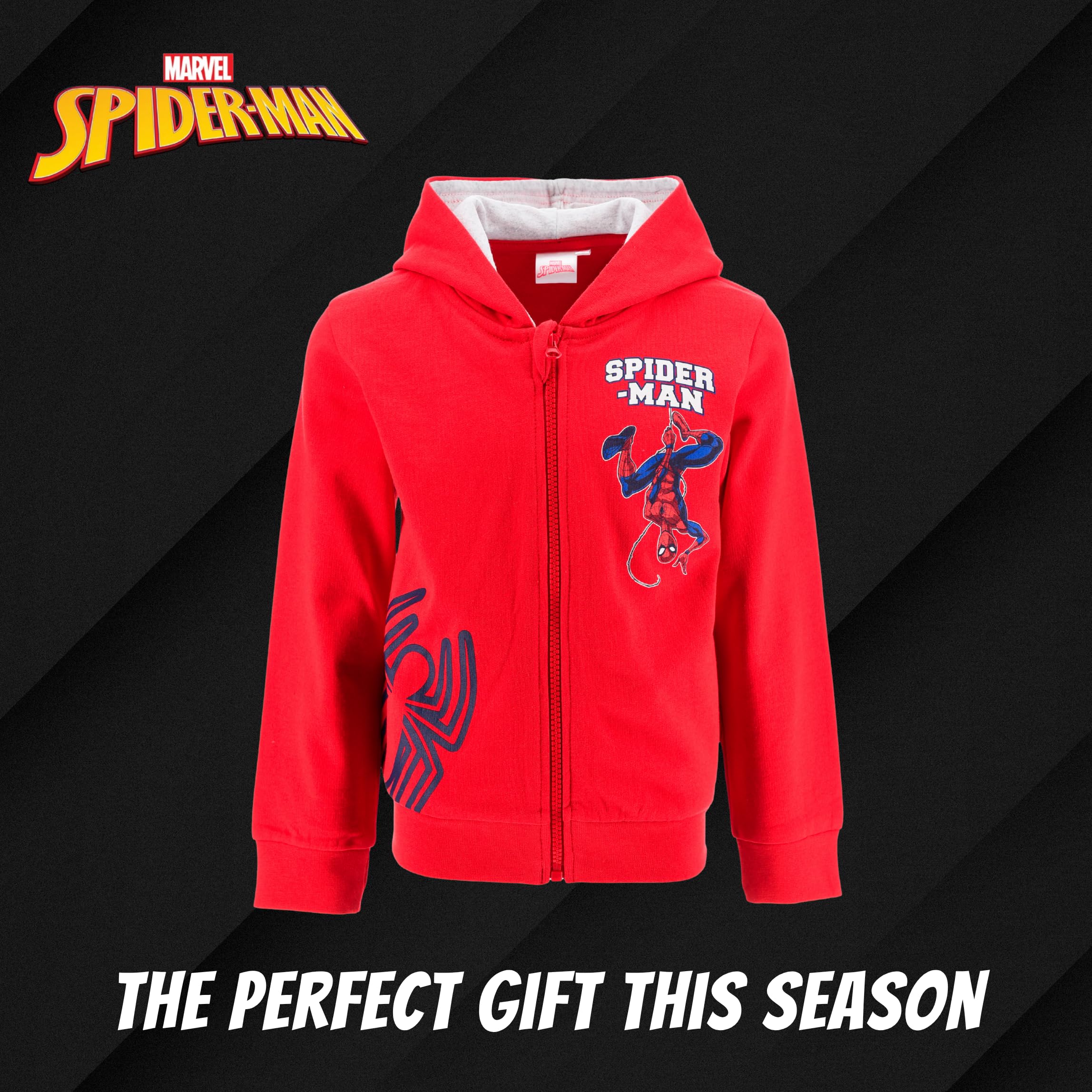 Marvel Spiderman Sudadera con Capucha Niño, Sueter Sudadera Cierre Cremallera, Regalo para Niños, Tallas 3 a 8 Años