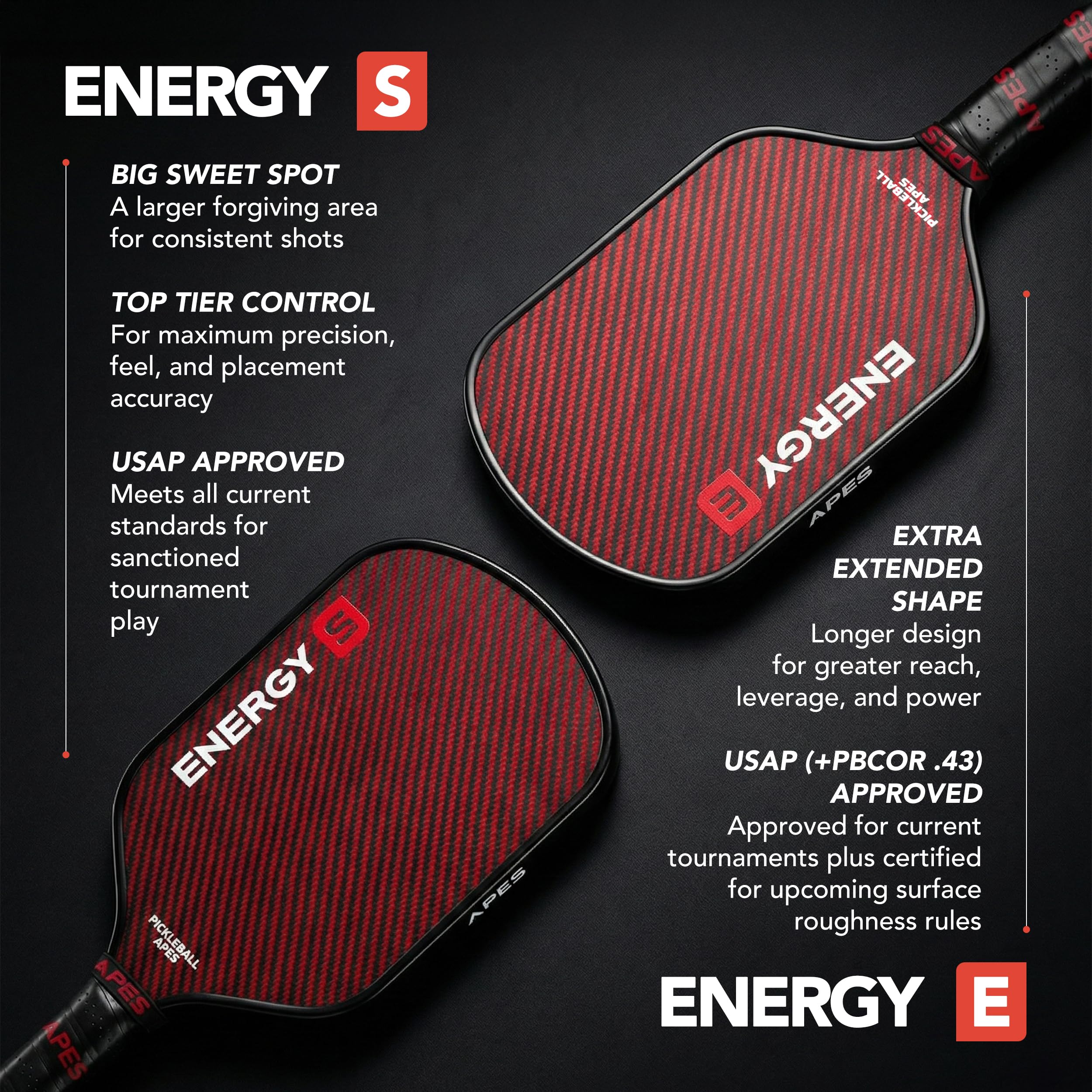 Amazon | Pickleball Apes Energy S パドル – USAPA承認のカーボン