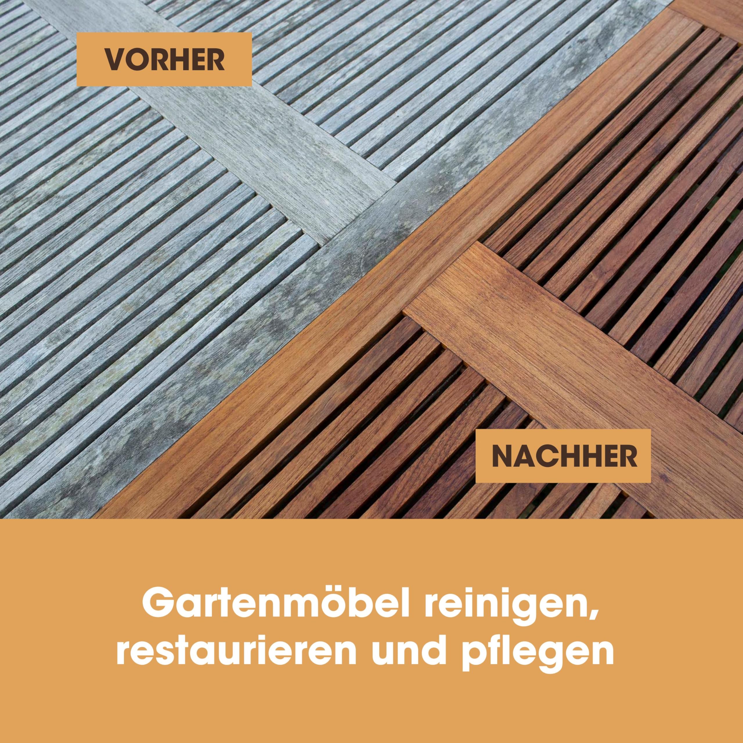 Furniture Clinic Teak Care Kit – Komplettset zur Reinigung & Restaurierung von Gartenmöbeln aus Holz – Enthält Teaköl, Teakreiniger & Teakaufheller