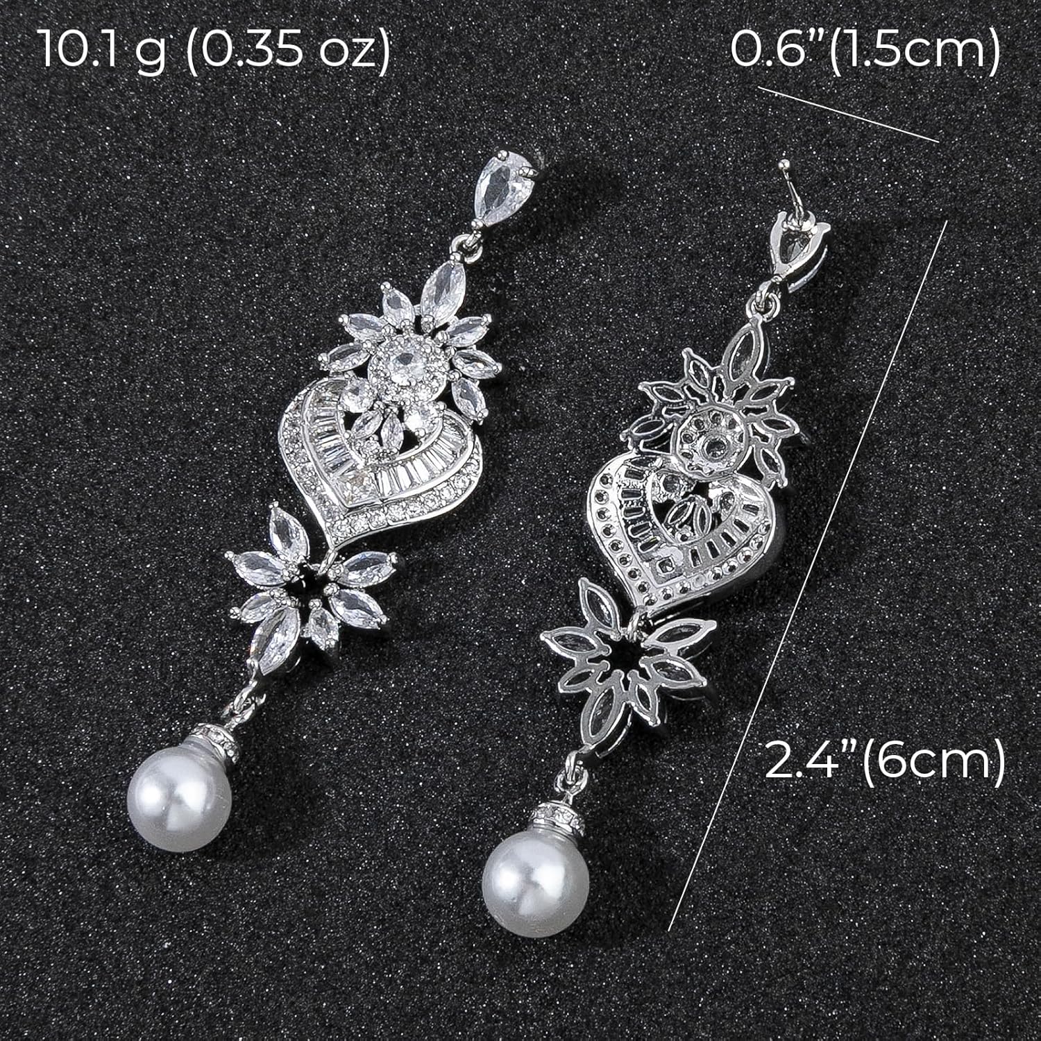 Elegant Silver Chandelier Earrings for Women Sparkly Cubic Zirconia Wedding Earrings for Brides Formal Lightweight - Image 3