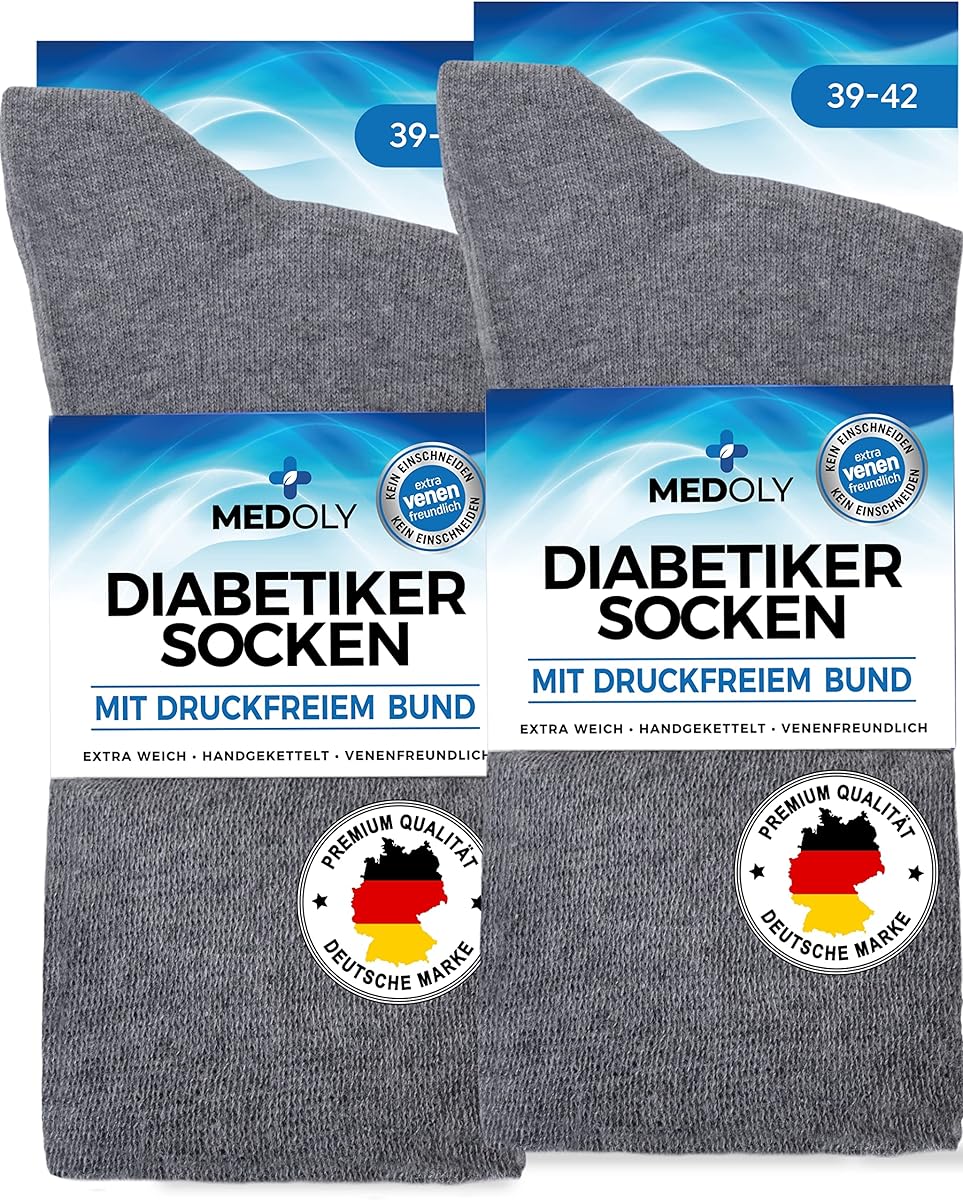 Diabetikersocken (6 Paar) ohne Gummibund, mit 97% Baumwolle, für Damen & Herren - Socken ohne störende Naht, Diabetiker Socken ohne Bund