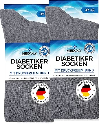 Diabetikersocken (6 Paar) ohne Gummibund, mit 97% Baumwolle, für Damen & Herren - Socken ohne störende Naht, Diabetiker Socken ohne Bund