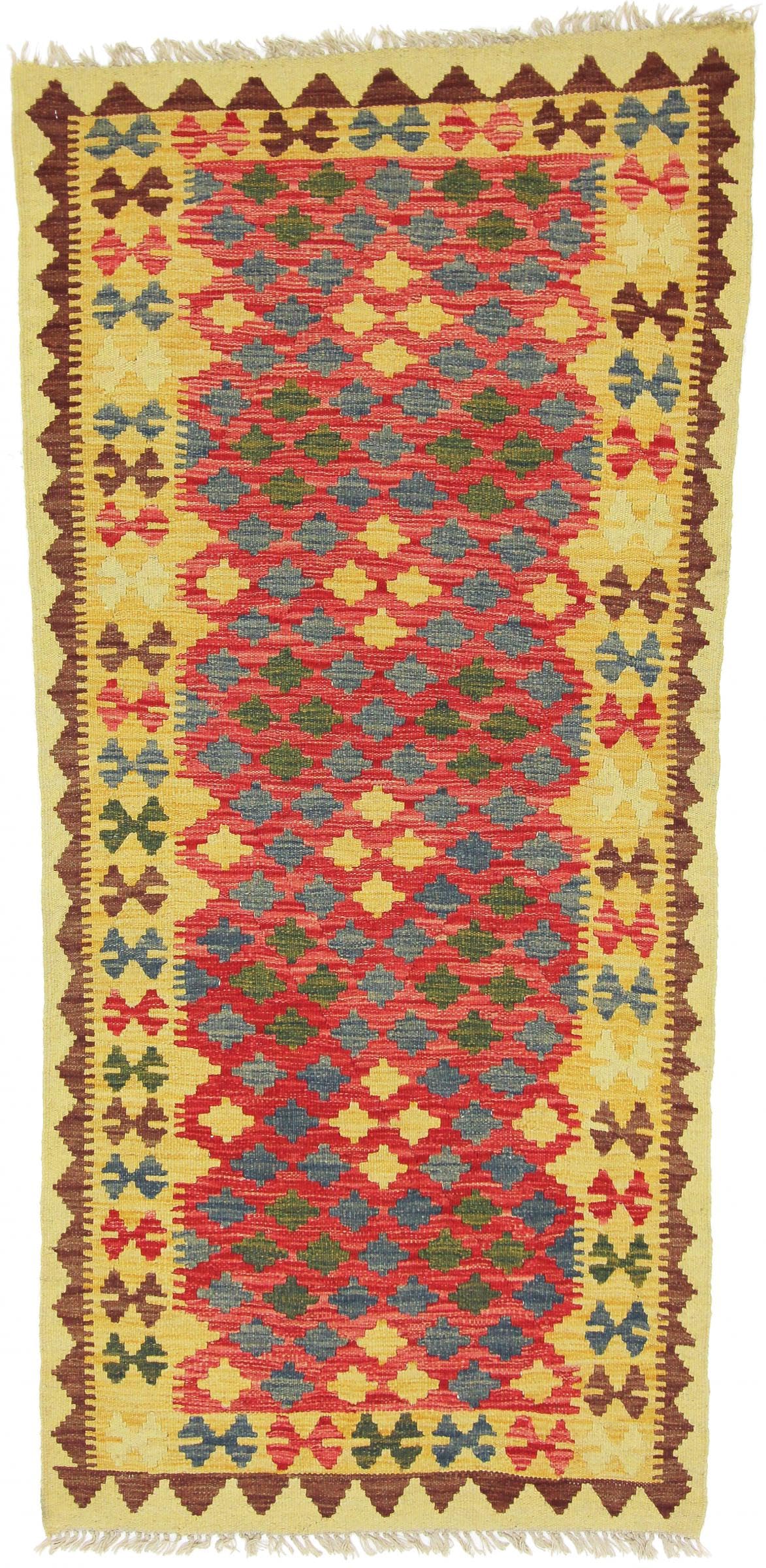 Tapis d'Orient Kilim Afghan tissé main en laine de qualité supérieure 96x206