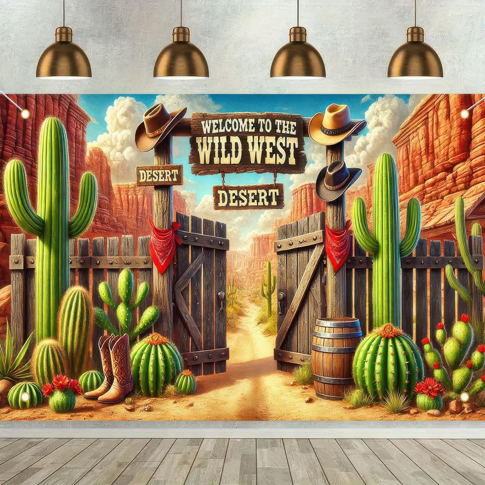 BlissYard Western Party Decorations Banner 71 x 43Inch Large Cowboy Backdrop Western Theme Background Banner Welcome to The Wild West Party Supplies