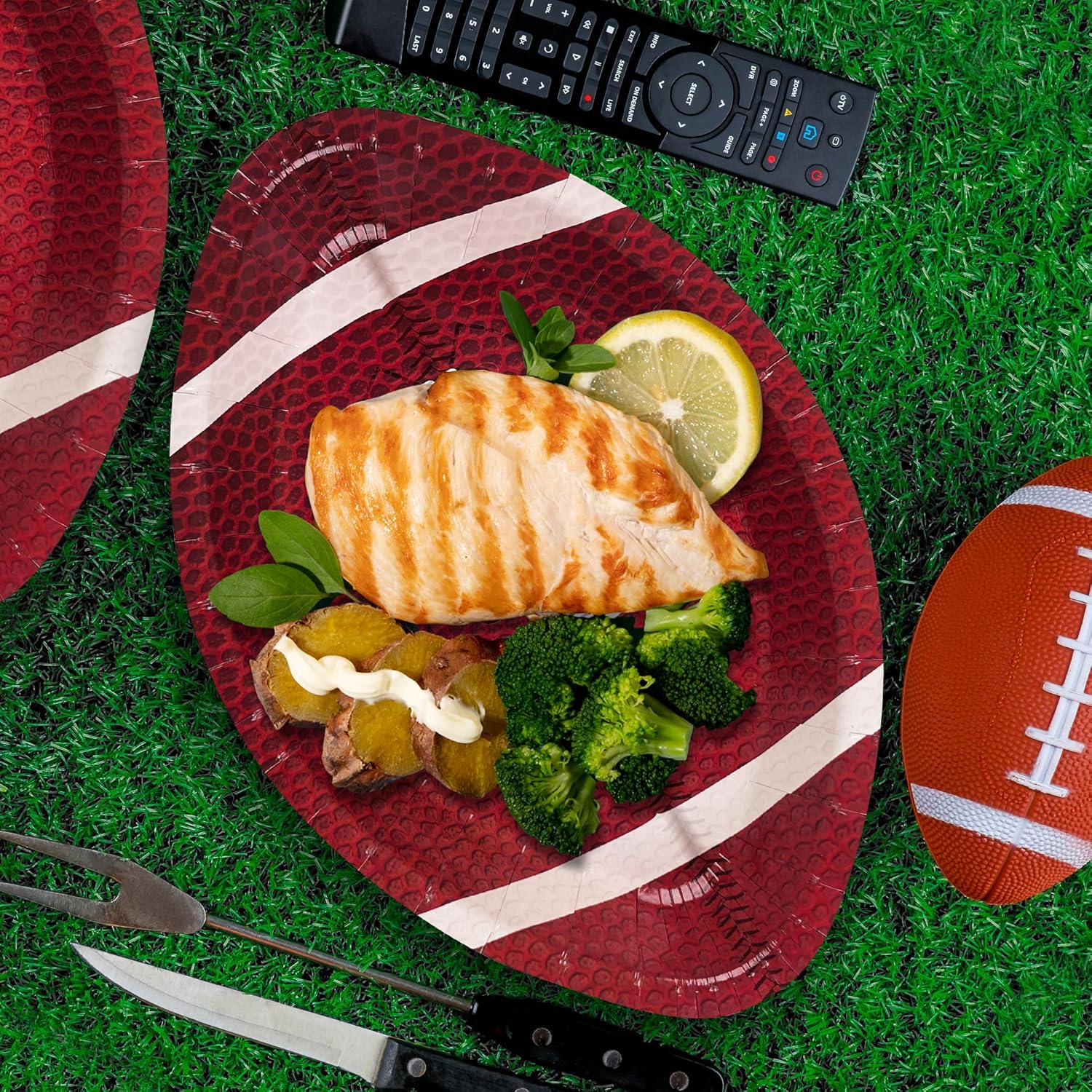 50 PCS Football Happy Birthday Party Disposable Paper Plates - American Rugby Sport Platters Themed Decor Supplies for Football Birthday Party Decorations Gameday - Image 5