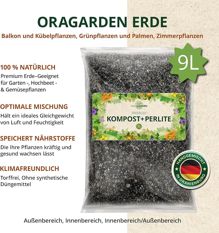 ORAGARDEN 9L Komposztföld Perlit Keverékkel Növényekhez és Kerthez