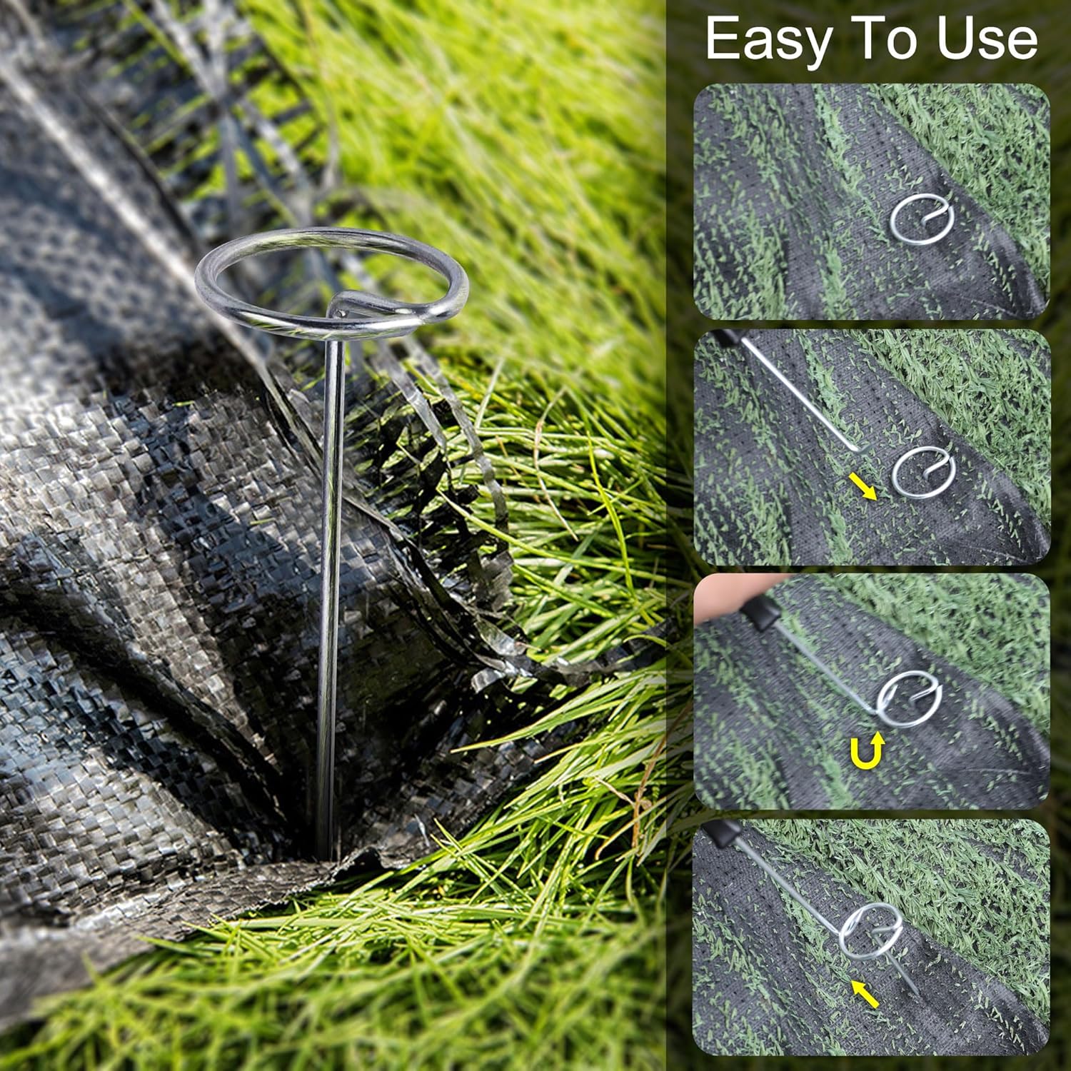 SUNCN ランドスケープステープル120個 12ゲージ円形トップピン 6インチ ランドスケピン ガーデンステークス 1個 ネイルリ