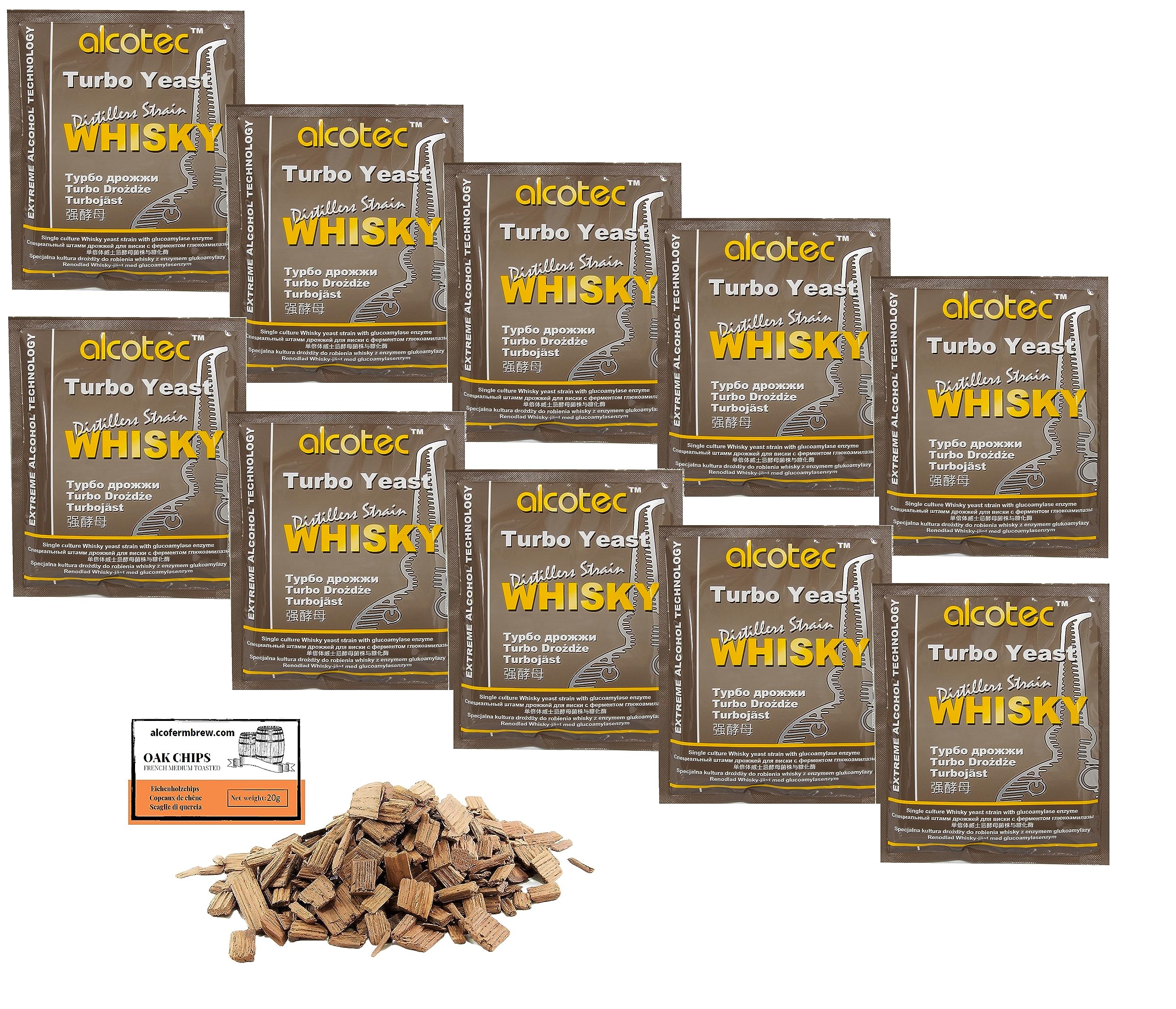 10 x Turbo Levure - Alcotec Whisky 73g, Levure de fermentation, Distillateurs Levure, Levure Rapide, Gnôle Alcool