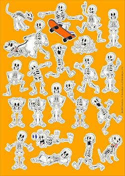 McEtt Skeleton Sticker Sheets – 5 Pack (105 Funny Cartoon Stickers)