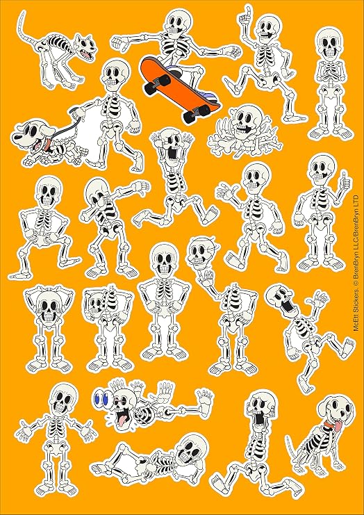 McEtt Skeleton Sticker Sheets – 5 Pack (105 Funny Cartoon Stickers)