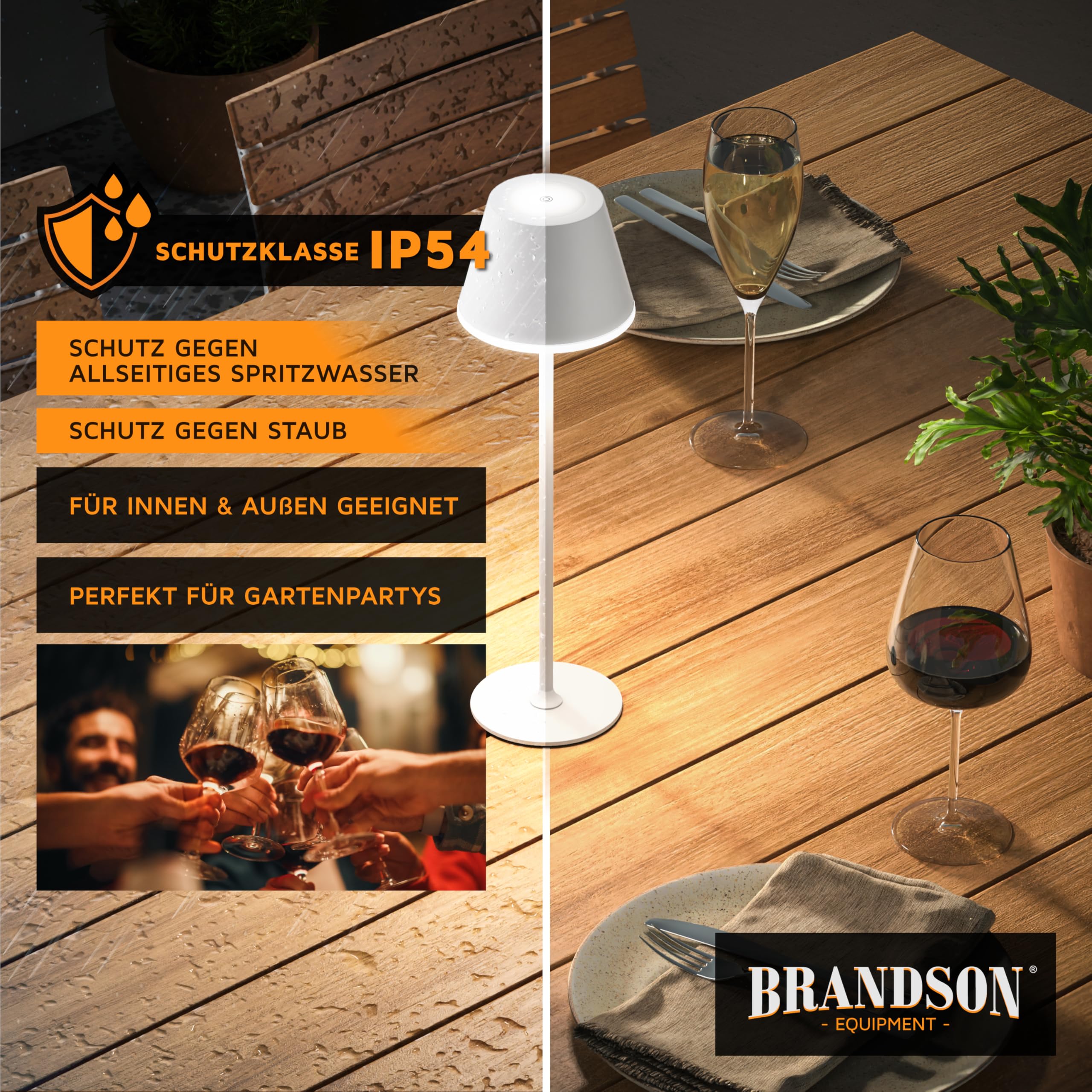 CSL - 3 x LED Tischlampe kabellos dimmbar - mit Akku aufladbar - 3 Farbstufen - warmweiß neutralweiß kaltweiß - Metall - - Tischleuchte - Nachttischlampe - Leselampe - Indoor/Outdoor - weiß