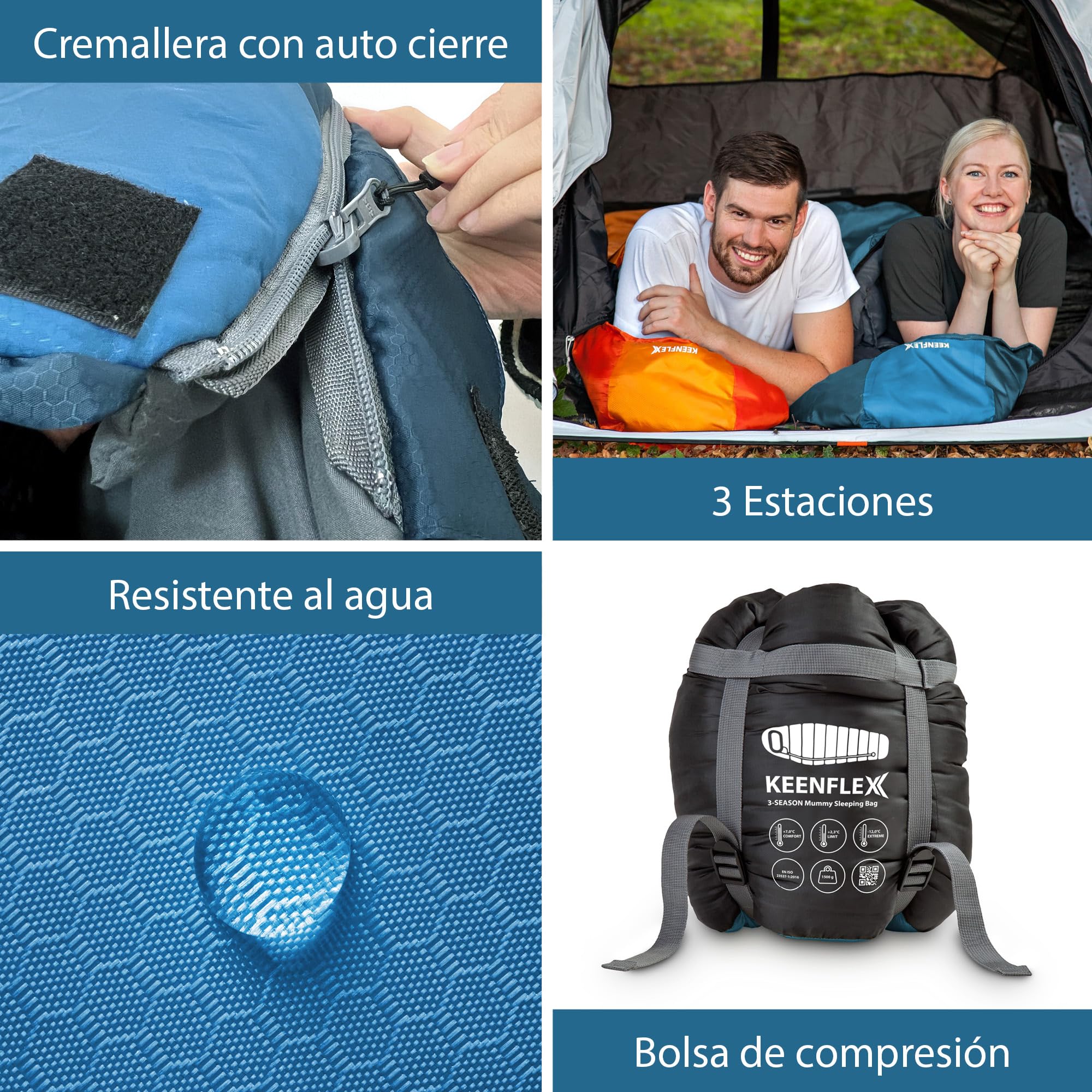 Saco de Dormir Momia 2-3 Estaciones Ultraligero & Compacto