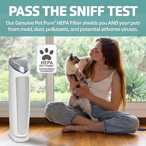 Miniatura 2 de GermGuardian Purificador de aire con filtro puro HEPA 13 para mascotas, elimina el 99.97% de los contaminantes, cubre habitaciones grandes de hasta