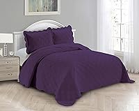 Vista 7 de Fancy Linen Juego de colcha de lino de lujo de 3 piezas en relieve de gran tamaño, sólido moderno, patrón cuadrado # Jenni