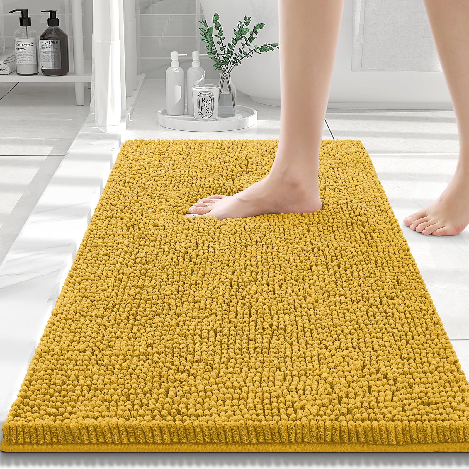 Smiry Bathroom Rugs 24X16, Luxury Chenille Extra Soft Absorbent Bath Mat