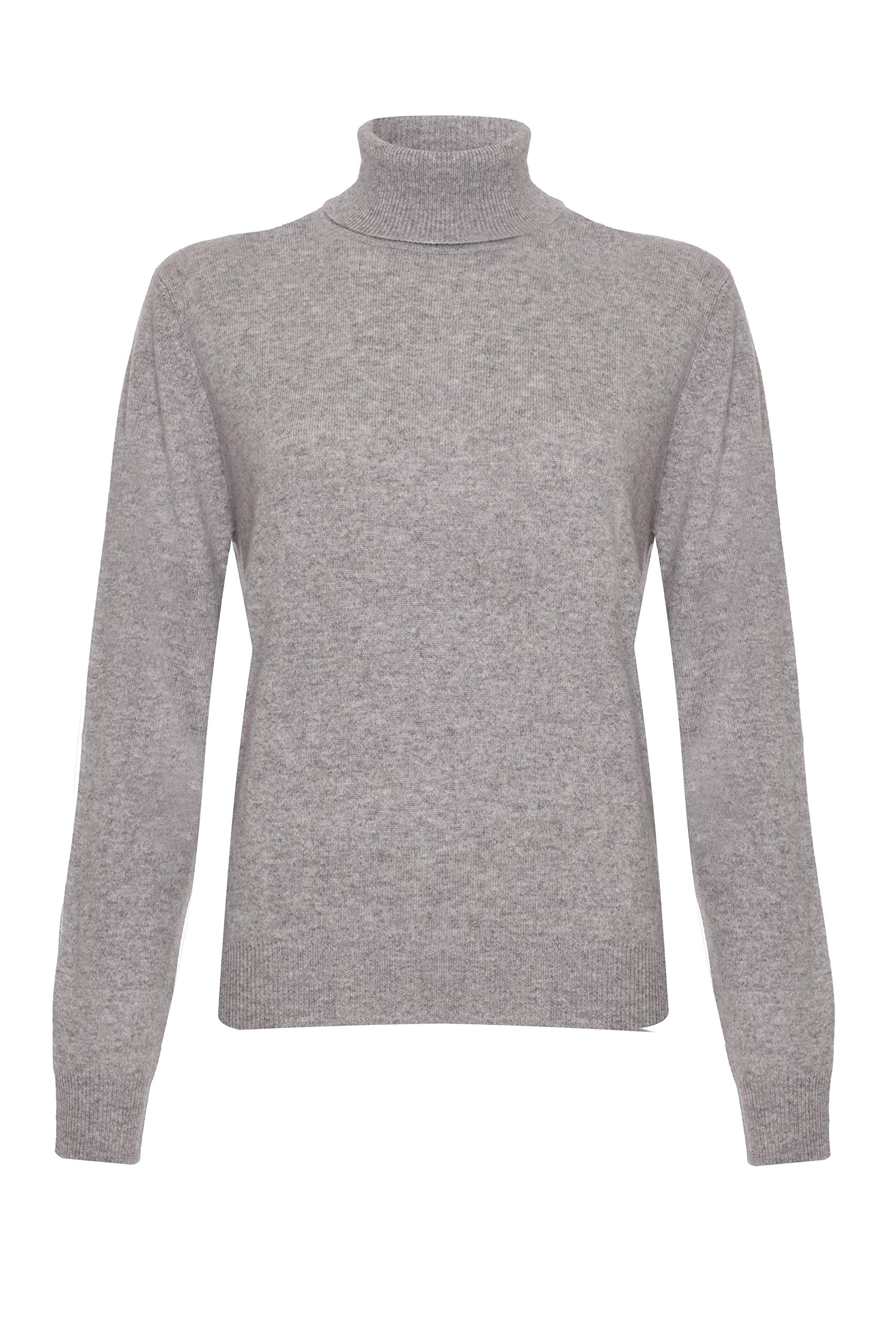 Lona Scott Ladies Cashmere Polo Neck Jumper, Grey, 38
