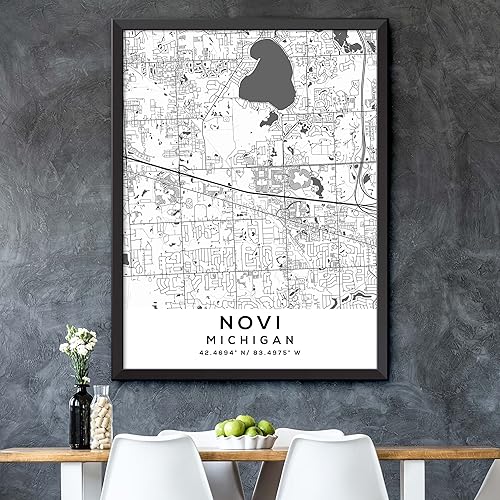 Miniatura 5 de Mapa de Novi, Michigan, Light 2 (12x16)