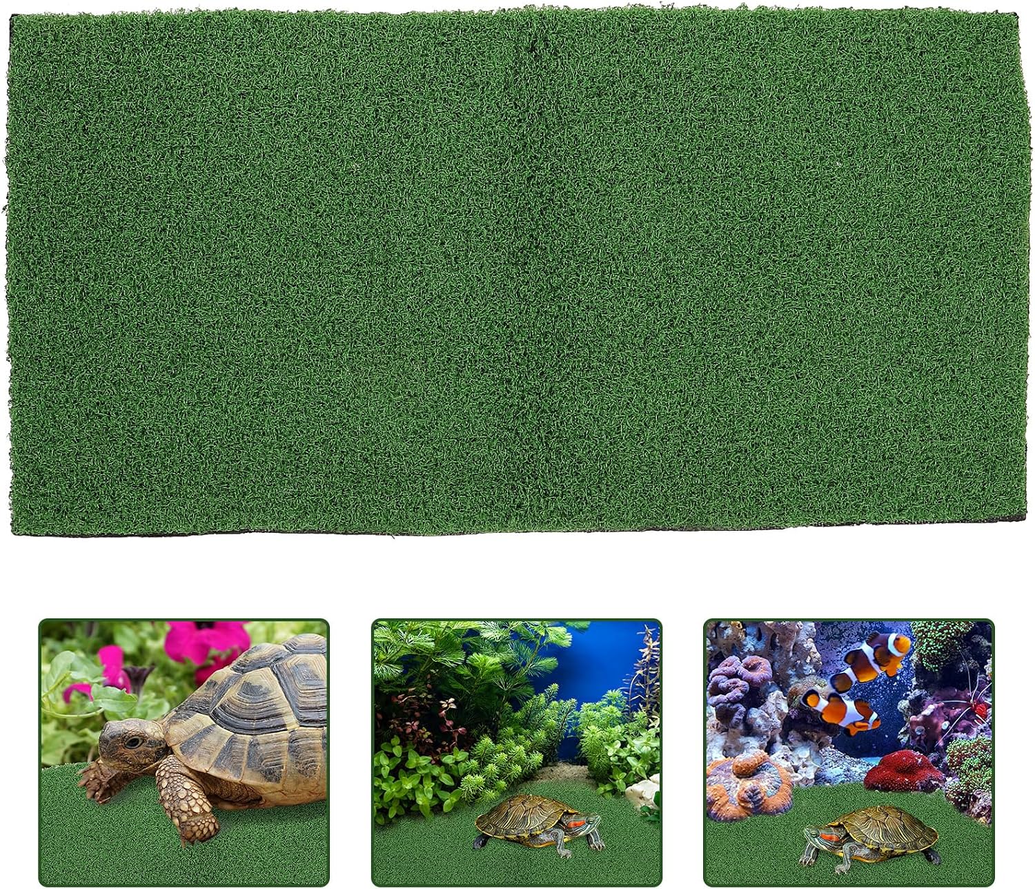 Ipetboom 2pcs Aquarium Fake Turf Turtle Resting Basking Fake Grass, Plastic Simulation Grass Mat Container Terrarium Substrate Bedding Liner Fish turtle Tank Accessories for Reptile Animal Chicken Pet