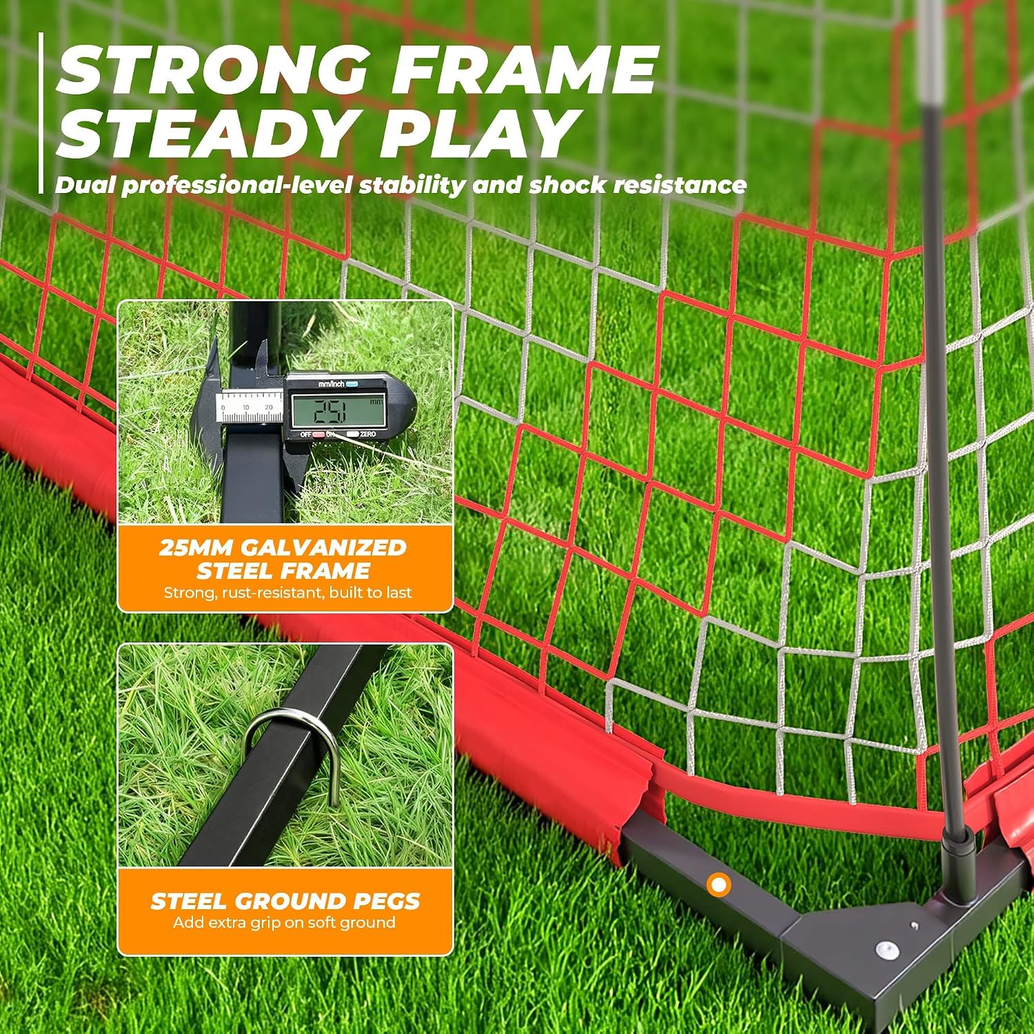 Soccer Goal, 12X6 FT Soccer Goals for Backyard, Portable Soccer Net for Outdoor Practice Training, Quick Setup Soccer Practice Equipment with Metal Base