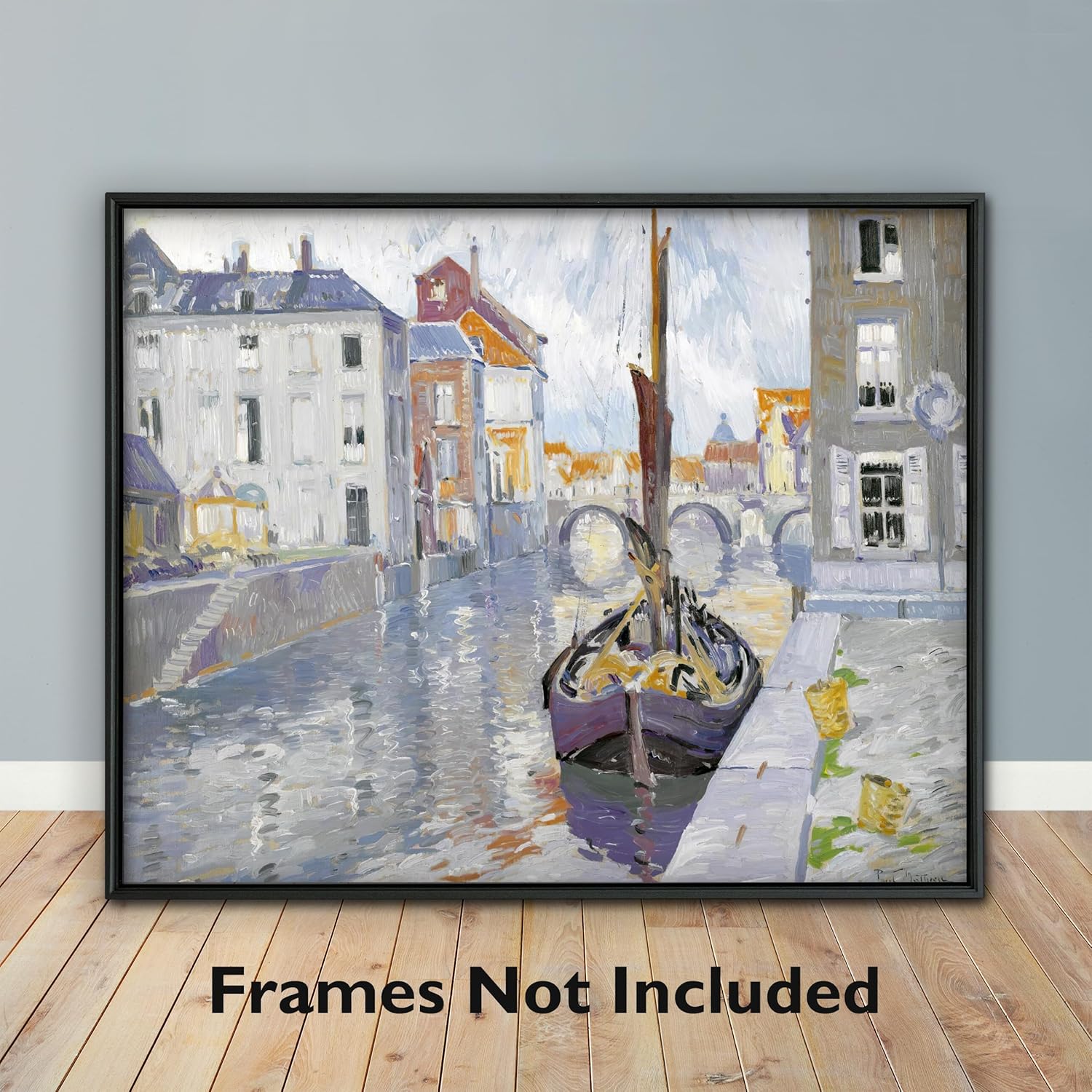 CLOUD NINE PRINTS | Belgian Canal, Vintage Sailboat Print - City Architecture Wall Art, European Nautical Decor, Belgium Cityscape Art (Unframed 11x14 Print)