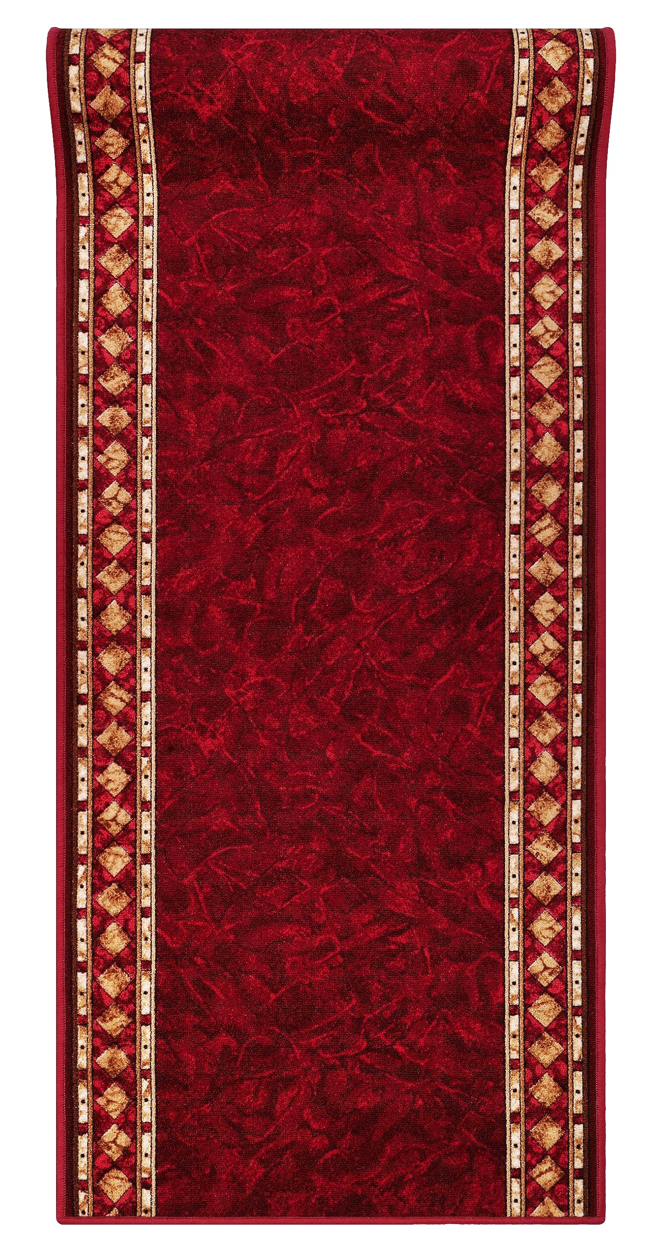 TAPISO Anti Rutsch Teppich Läufer rutschfest Brücke Meterware Oriental Rot Gelb Ornament Design Meliert Flur Küche Wohnzimmer 80 x 300 cm