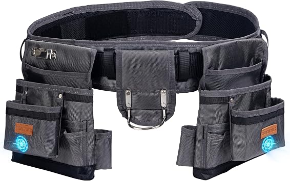 VIDAR TOOLS Magnetic Tool Belt with Air-Mesh Padded,22 Pockets Heavy Duty Tool Belts for Men/Construction/Carpenter/DIYer/Electrician.Double layer thickened polyester fiber with waterproof coating.