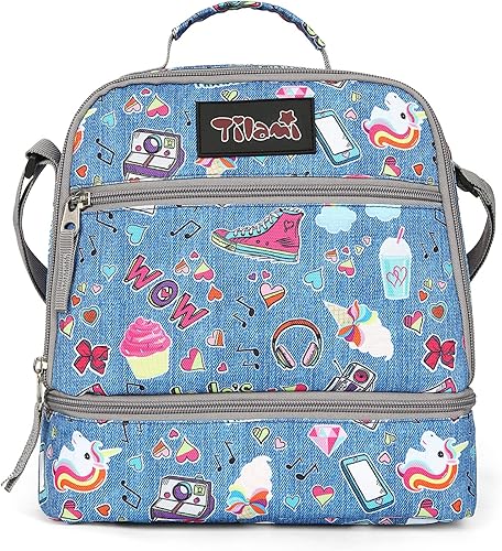 Miniatura 6 de Tilami Bolsas de almuerzo aisladas con correa ajustable, bolsas enfriadoras resistentes al agua, bolsas Bento para niños pequeños, Girasol,