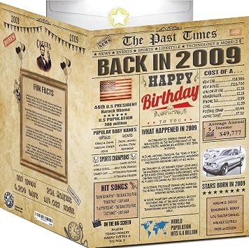 17th Birthday Card - Back In 2009 Newspaper - 17 th Happy BIRTHDAY cards for Him Her - Vintage 17th birthday gifts for women men - JUMBO A4 size - 17th birthday decorations - gift for 17 year old