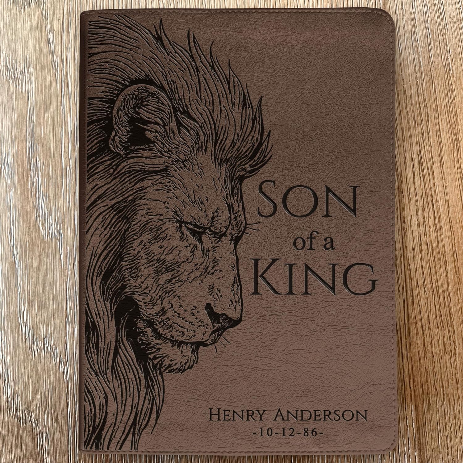 Personalized ESV Journaling Bible, Son of a King Lion Design, Custom Engraved Name, Christian Gift, Baptism Gift, Bible Gift for Him