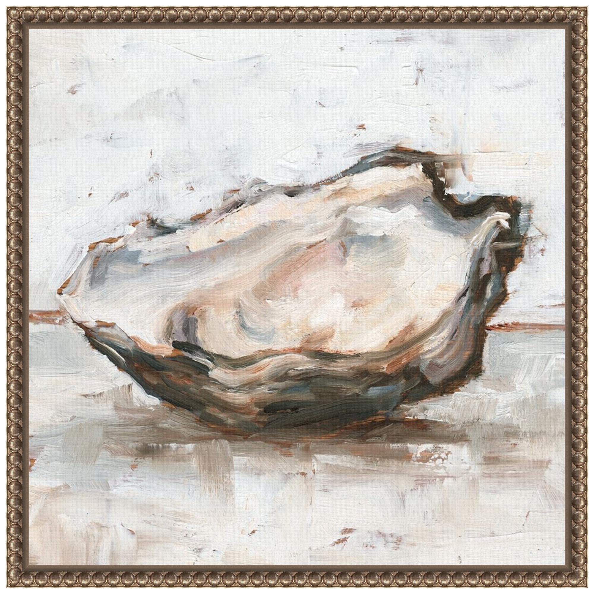 Amanti Art Framed Canvas Wall Art Print (16x16) Oyster Study I by Ethan Harper Float Framed Canvas Art for Wall Decor, Living Room, Bedroom, Bathroom, Kitchen, Office or Business Artwork