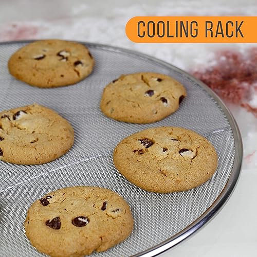 Miniatura 6 de U.S. Kitchen Supply Pantalla de salpicaduras de malla fina de acero inoxidable de 13 pulgadas con pies de descanso y mango de agarre cómodo negro